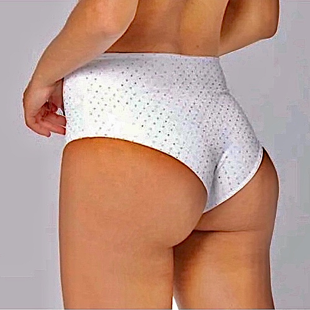 LSpace Revolve Portia White Gold Studded High Waisted Bikini Bottom Size XS NWT